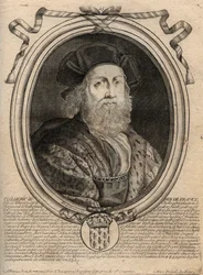 Merovingok dinasztiája: III. Childerik (714-755) frankok királyának portréja – III. CHILDERIK (megh. 754) frankok királya, 741-751 és az utolsó Merovingok – metszet a Les Augustes Representations de tous les könyvéből Kings de France a Pharamondtól