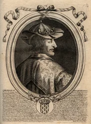 II. Chilperic (kb. 670-721), Neustria királyának – II. CHILPERIK frankok királyának – portréja – metszet a „Les Augustes Representations de tous les Kings de France from Pharamond to LouisXIV” című könyvéből, Párizs