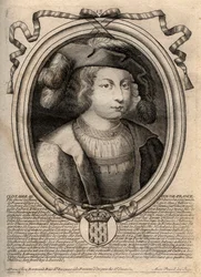 Clothaire III (652-673), Neustria és Burgundia királyának portréja – III. Chlothar vagy III. Clotaire, a frankok királya a Merovingok házából – metszet a 