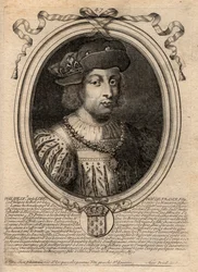 V. Hosszú Fülöp (1294-1322), francia király portréja – V. Fülöp (1294-1322) „A Magas” – metszet a „Les Augustes Franciaország összes királyának ábrázolásai Pharamondtól XIV. Lajosig” című kötetből, Párizs