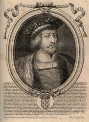 Thierry III (kb. 657-691), a neustriai frankok királyának (673-675) és az összes franknak királyának (679-691) portréja A könyvre az van írva, hogy „I. Thierry””, de ez egy hiba - III. Theuderik (Theuderich, Theoderic, Theodoric), Neustria királya (673-675