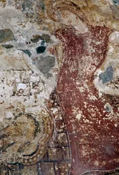 Freskó az Agios Georgios bizánci templomban, Vathi, Kréta, Görögország (fotó)