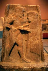 Sztélé domborművel, Agamemnon és Clytemnestra, görög civilizáció, ie 6. század