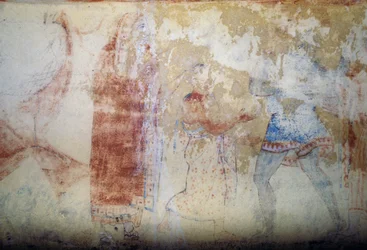 Nő és fiatalság, freskó, Kék démonok sírja, Tarquinia nekropolisza (UNESCO világörökségi lista, 2004), Lazio, Olaszország, etruszk civilizáció, Kr.e. 5. század (fotó)