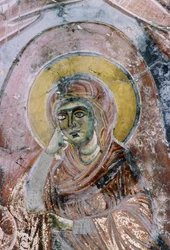 Madonna, freskó az Agios Georgios templomban, Mourne, Kréta, Görögország (fotó)