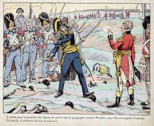 Első Császárság: Pierre Cambronne tábornok (1770-1842) ábrázolása, amint a waterlooi csatában kimondja: „A gárda meghal, de nem adja meg magát”