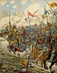 Franciaország története a középkorban: XI. Lajos király, a Bölcsnek nevezett (1423-1483), hadserege élén a montlhéryi csatában a Közjó Ligája ellen, július 16.