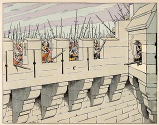 Illusztráció a „Le bon roy Henri” című könyvből, illusztrálta: Jacques Marie Gaston Onfray de Breville dit JOB (1858-1931): A párizsiak a város védelmére készülnek - Magángyűjtemény