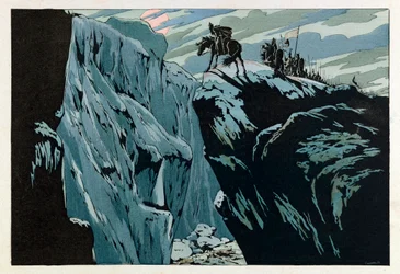 Jacques Marie Gaston Onfray de Breville: JOB (1858 - 1931); Illusztráció a „Les epees de France” könyvből: Roland halála Roncesvalles-ban 778-ban; Coll, rész.
