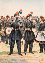 Jacques Marie Gaston Onfroy de Breville dit JOB (1858-1931) - A francia csapatok mindenkori felszerelése: Tambour őrnagy, a Moblie gárda zenei karmestere és kantinjere