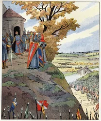 A koronám II. Fülöp király bátor szavaira mondta Augustus Fülöp (1165-1223) az uraknak a július 27-i bouvines-i csata győzelme előtt.