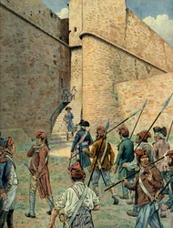 I. Bonaparte Napóleon (1769-1821) augusztus 10-én becserkészett Antibes erőd terén.
