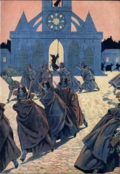 Franciaország történetének jelenete játékokban: La Saint Barthelemy (Saint-Barthelemy). Egy szerzetes megzengeti a Saint Germain l